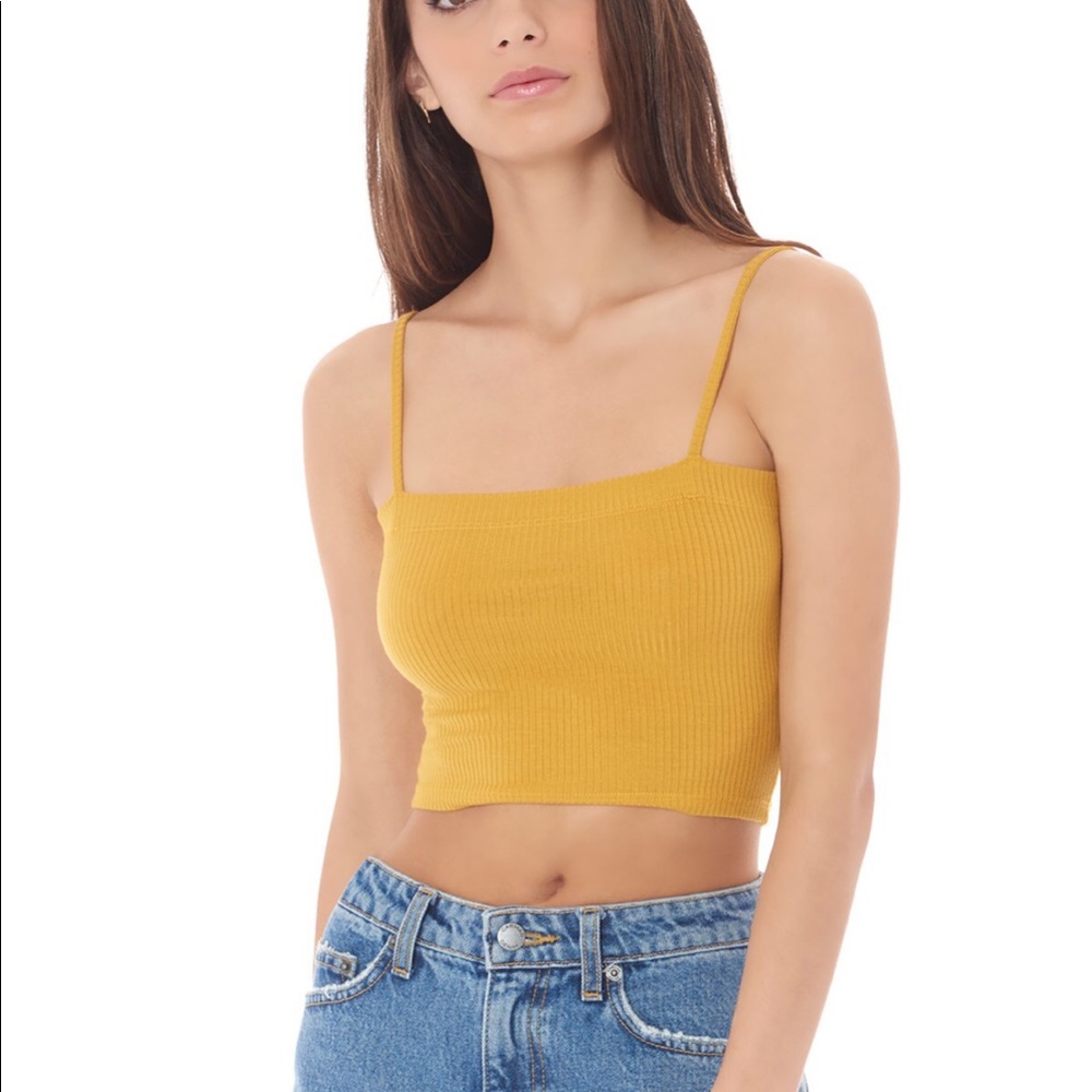 LF Emma and Sam yellow square neck crop tank